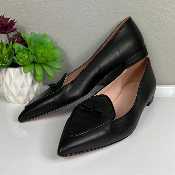J. Crew Black Leather Pointed Toe Loafers 9.5